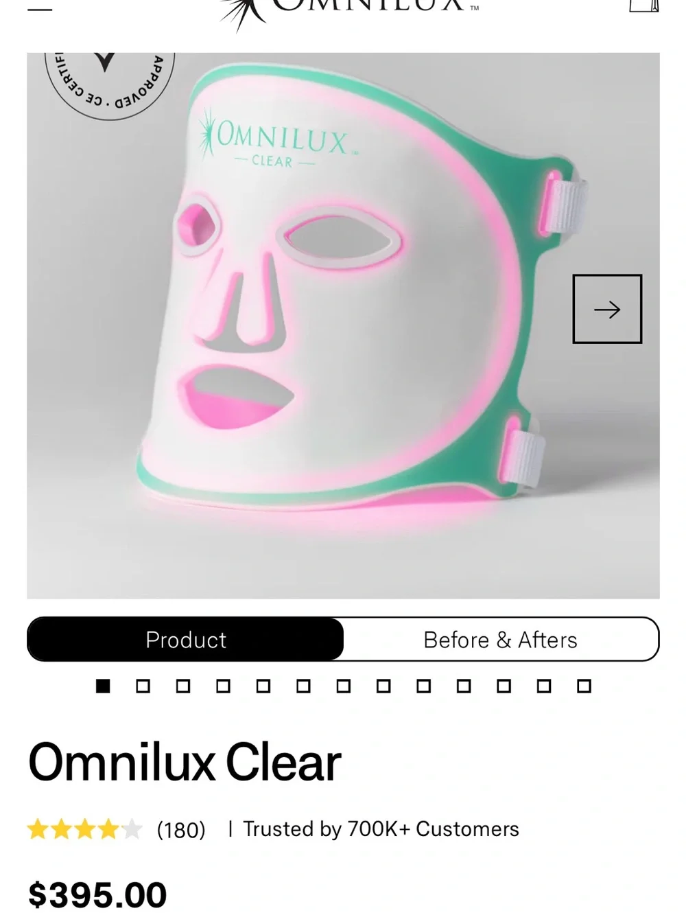 Omnilux Clear LED Face Mask for Acne & Blemish Treatment